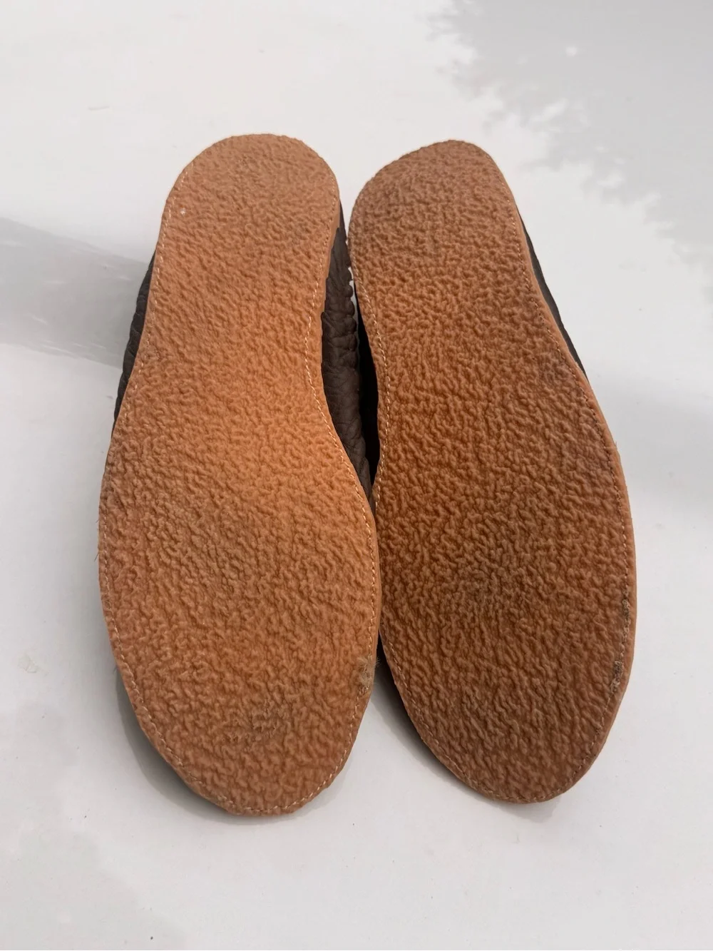Women's Brown Western Leather Loafer Moccasins with Boot Style Embroidery Detail - Picture 3 of 3